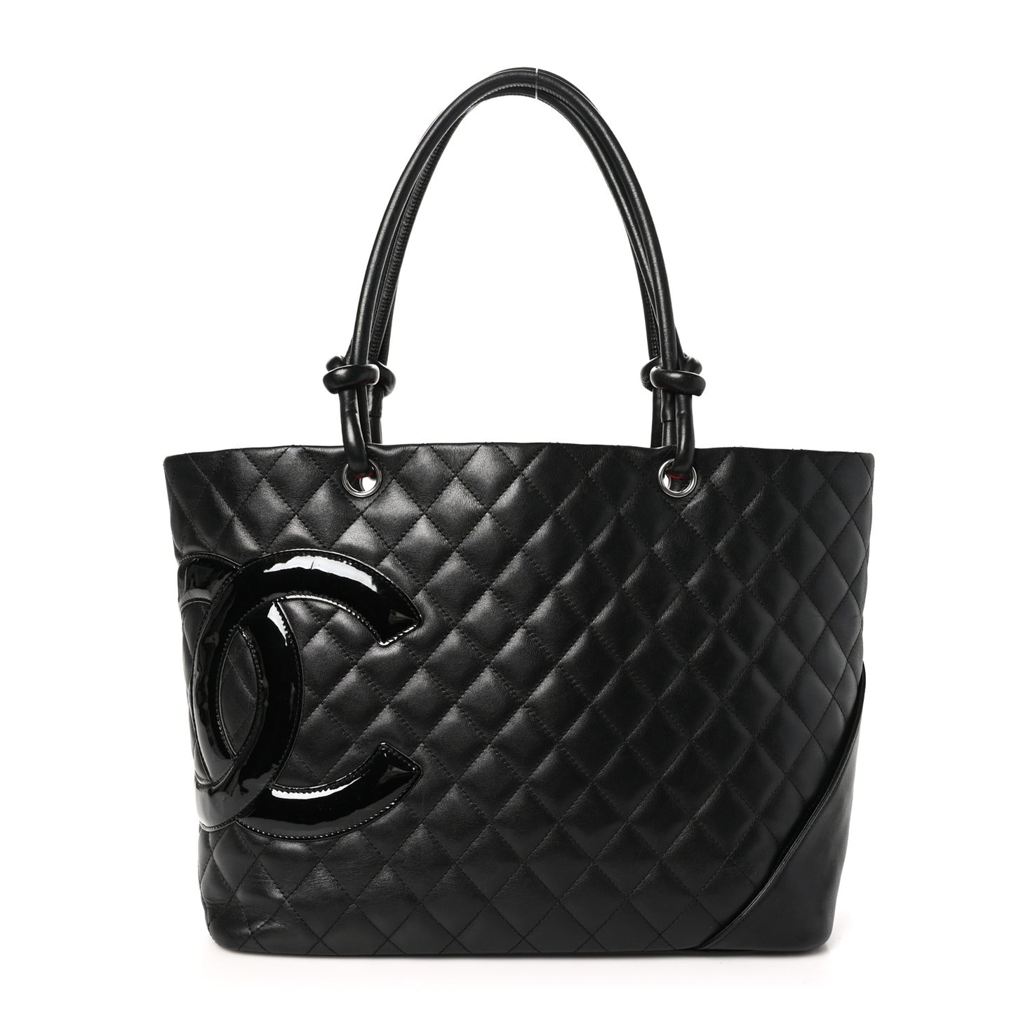 Calfskin Quilted Large Cambon Tote Black