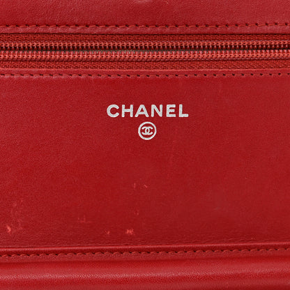 Chanel Calfskin Quilted Cambon Wallet On Chain WOC Red 6 of 13