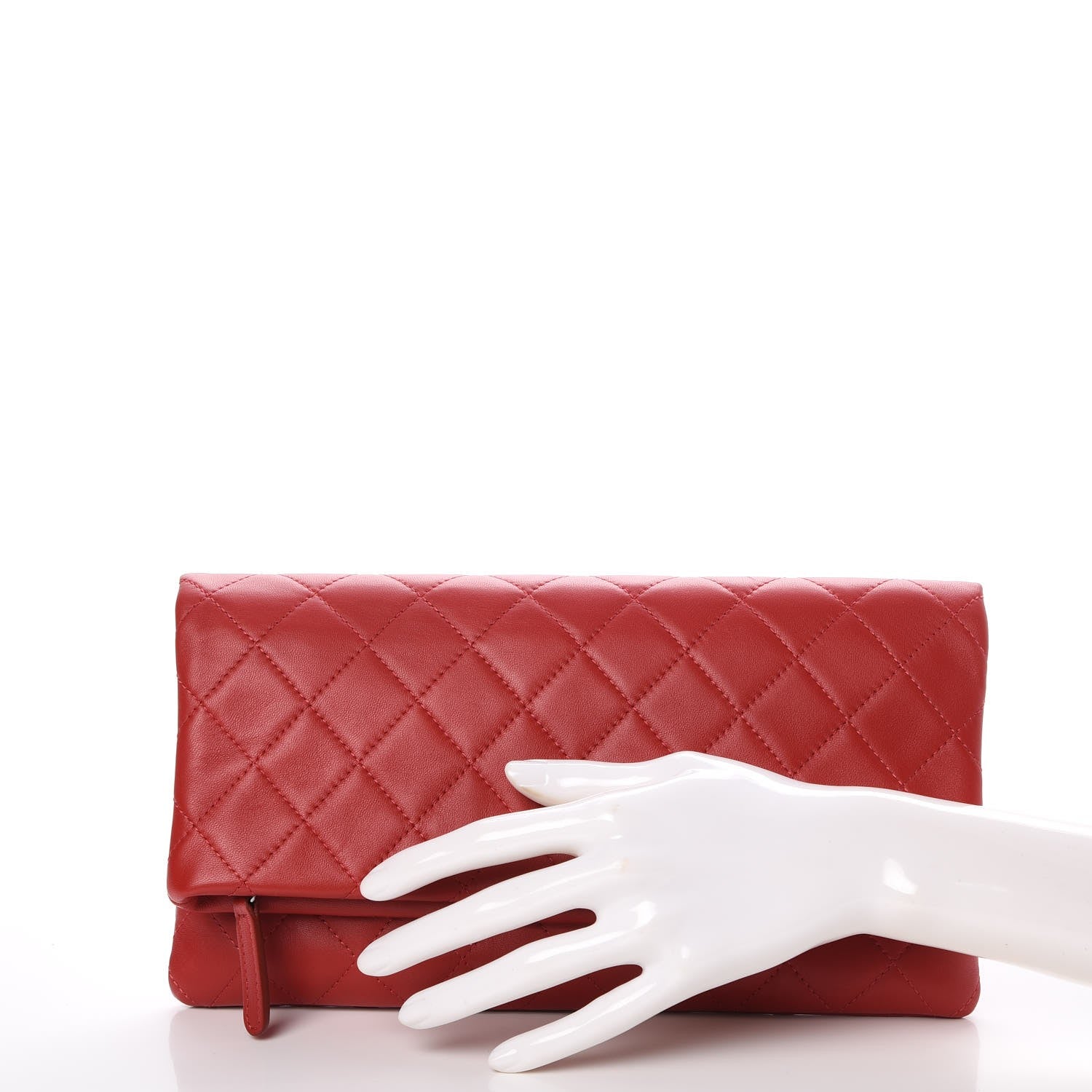 Chanel Lambskin Quilted CC Beauty Clutch Red 2 of 8