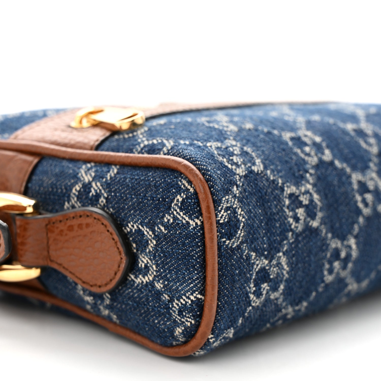 Gucci New Denim GG Monogram Dollar Calfskin Mini Ophidia Shoulder Bag Blue Tea Cuir Epilog 9 of 11
