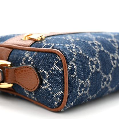 Gucci New Denim GG Monogram Dollar Calfskin Mini Ophidia Shoulder Bag Blue Tea Cuir Epilog 9 of 11