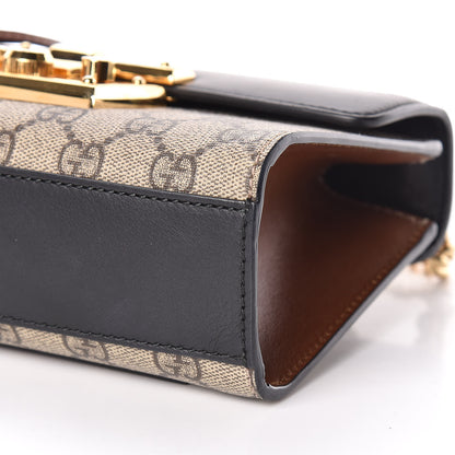 Gucci GG Supreme Monogram Calfskin Small Padlock Shoulder Bag Beige Black Cuir 7 of 14