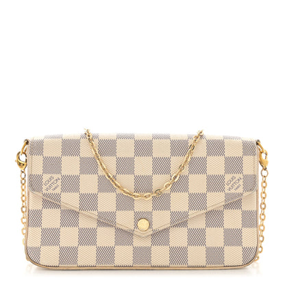 Louis Vuitton Damier Azur Pochette Felicie Chain Wallet Rose Ballerine 1 of 17