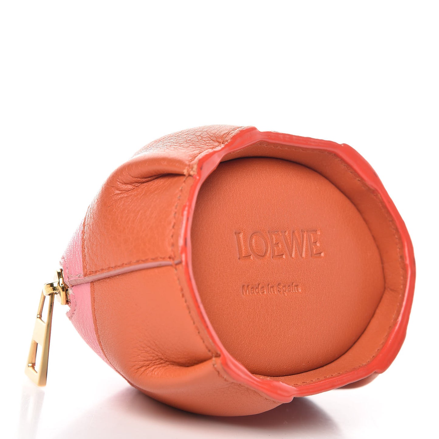 Calfskin Panda Coin Purse Orange Pink