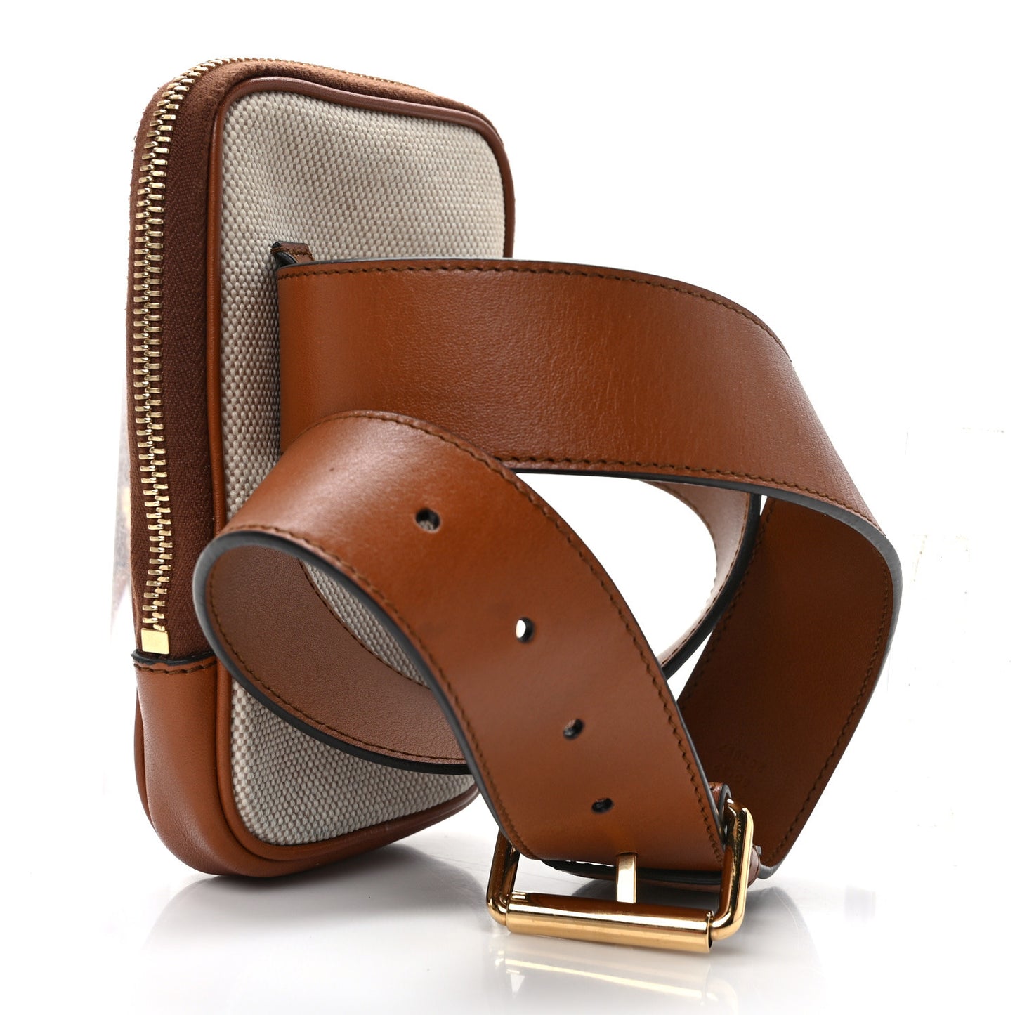 Vintage Canvas Calfskin Web Belted iPhone Case 80 32 Sand Cuir