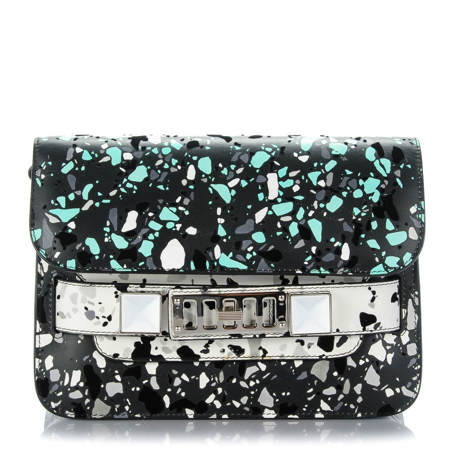 Proenza Schouler Mosaic Print Lambskin Mini PS11 Classic Shoulder Bag Mint Grey White 1 of 8