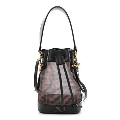 Fendi Mesh Vitello Grace F is Fendi FF 1974 Mini Mon Tresor Bucket Bag Marrone Black Ebano 1 of 13