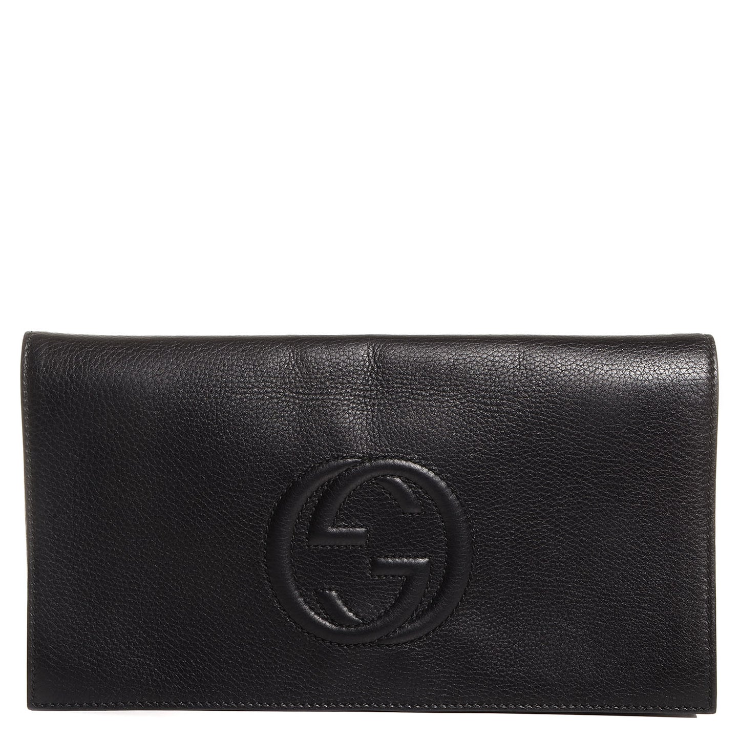Pebbled Calfskin Medium Soho Clutch Black