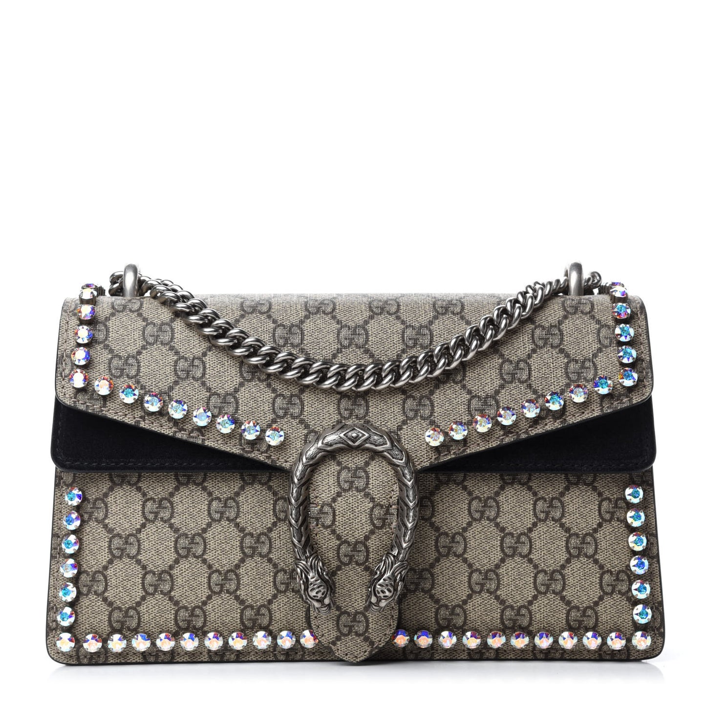 GG Supreme Monogram Crystal Small Dionysus Shoulder Bag Black