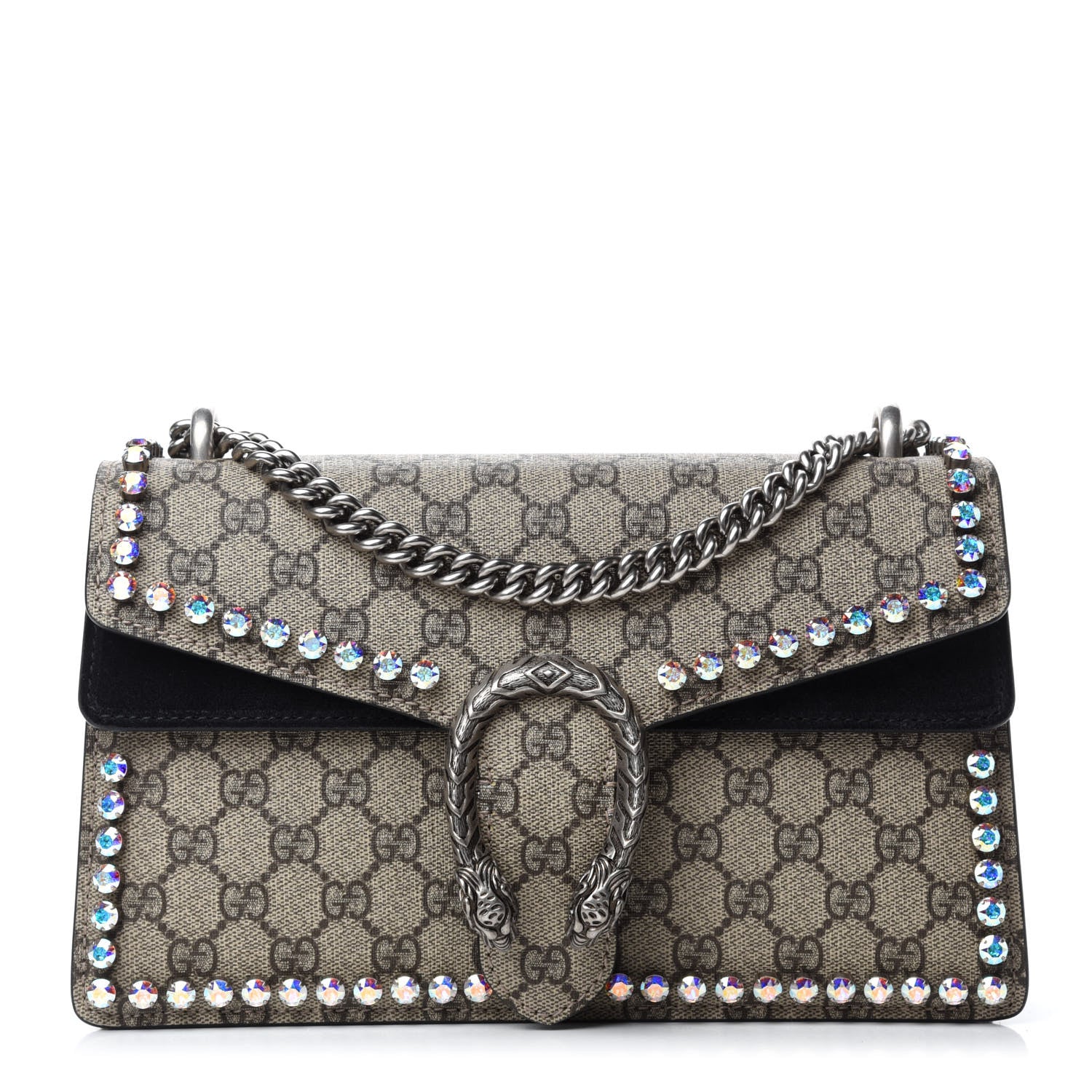 Gucci GG Supreme Monogram Crystal Small Dionysus Shoulder Bag Black 1 of 11