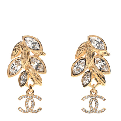 Chanel Crystal Sparkling Wheat CC Drop Earrings Gold 1 of 5