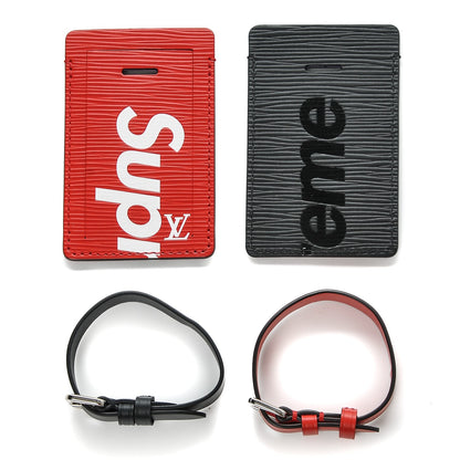 Louis Vuitton X SUPREME Epi Luggage Tag Set Black Red 1 of 4