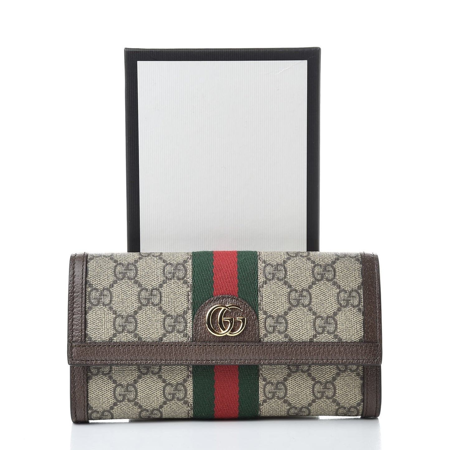 GG Supreme Monogram Web Ophidia Continental Wallet Brown