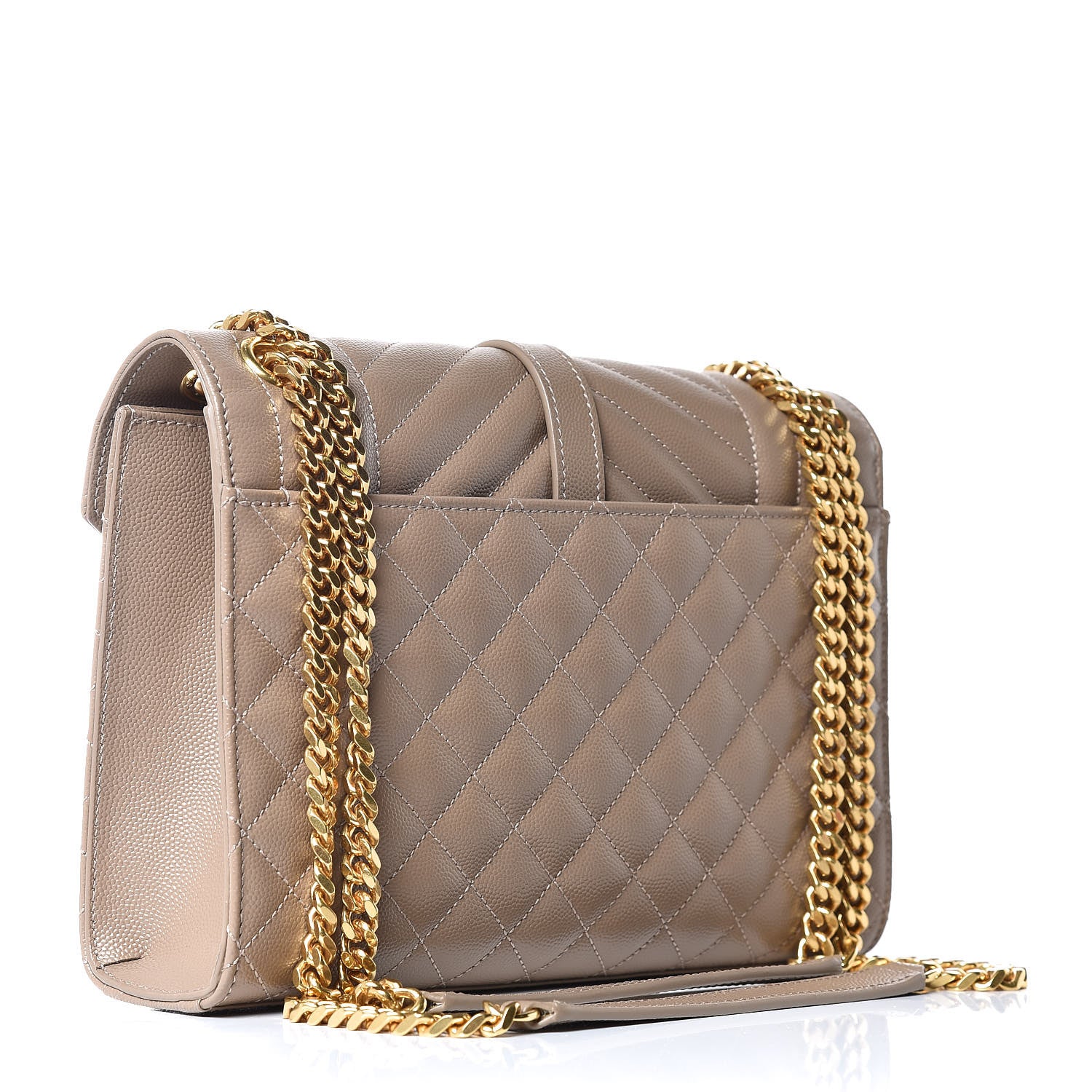 Saint Laurent Grain De Poudre Textured Mixed Matelasse Medium Triquilt Monogram Satchel Taupe 3 of 7