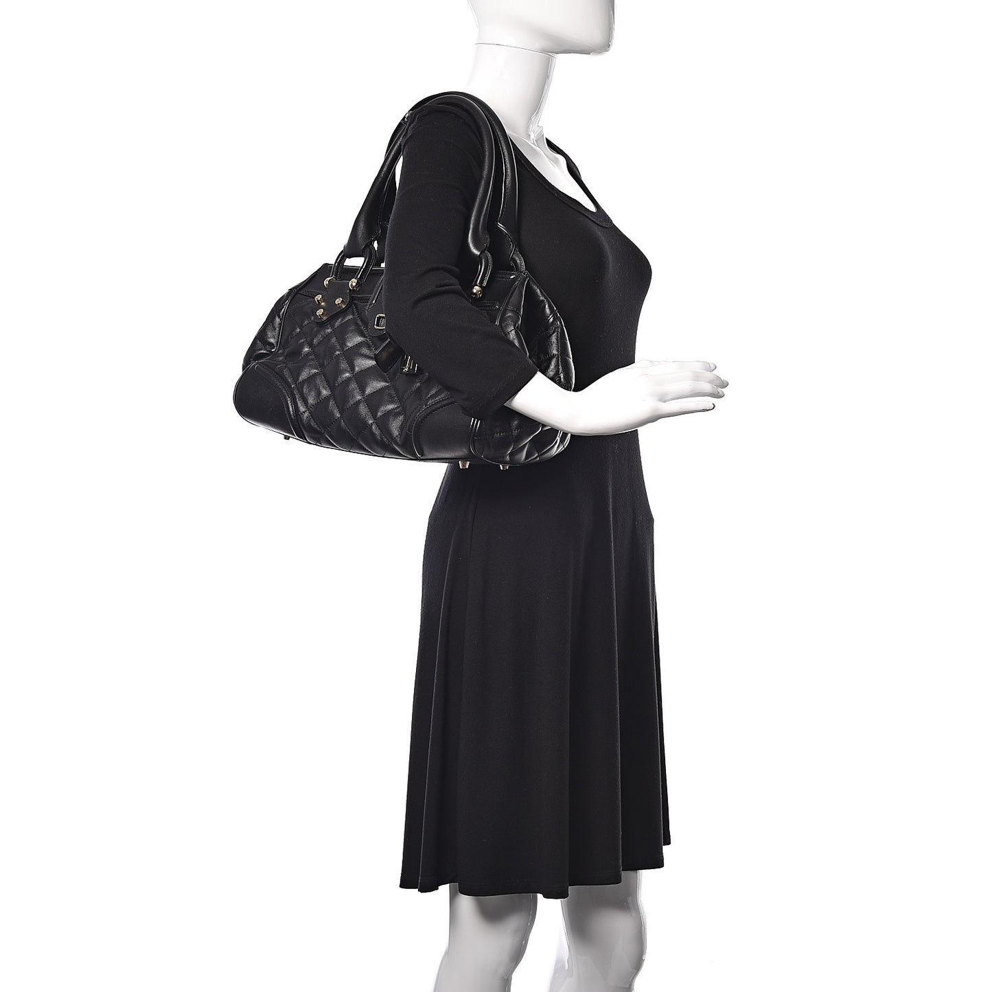 Calfskin Quilted Manor Tote Black