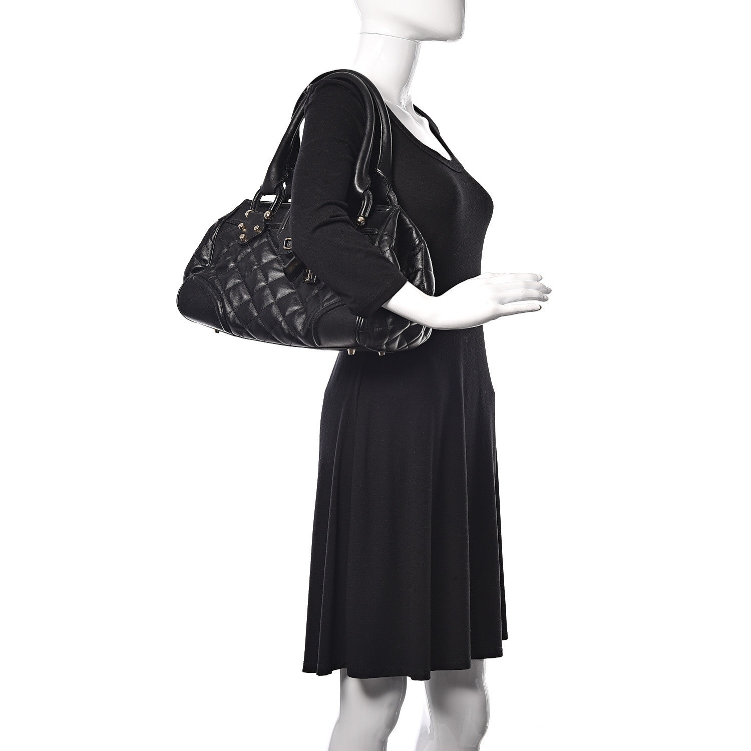 Burberry Calfskin Quilted Manor Tote Black 2 of 9