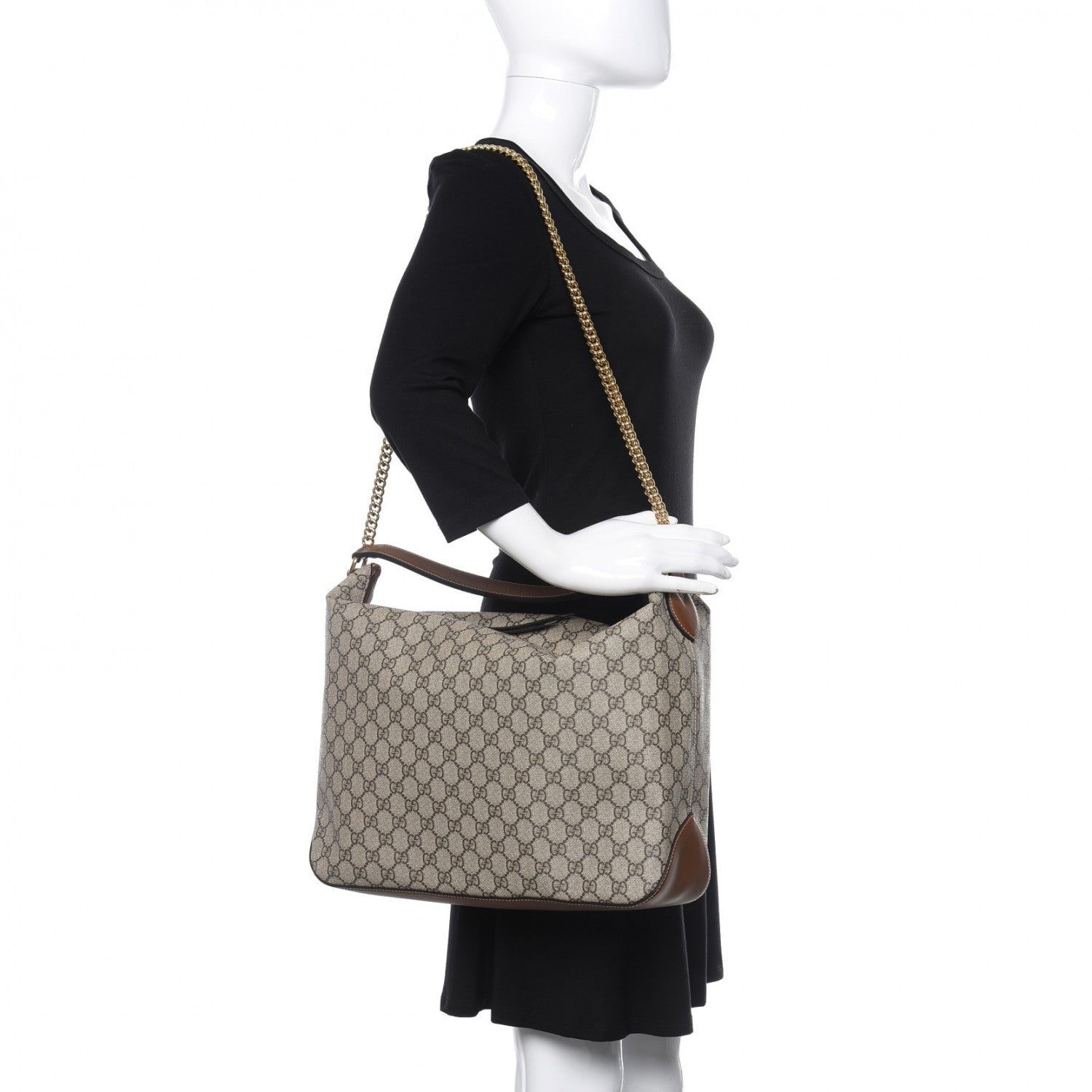 Gucci GG Supreme Monogram Large Linea A Hobo Light Brown 2 of 10