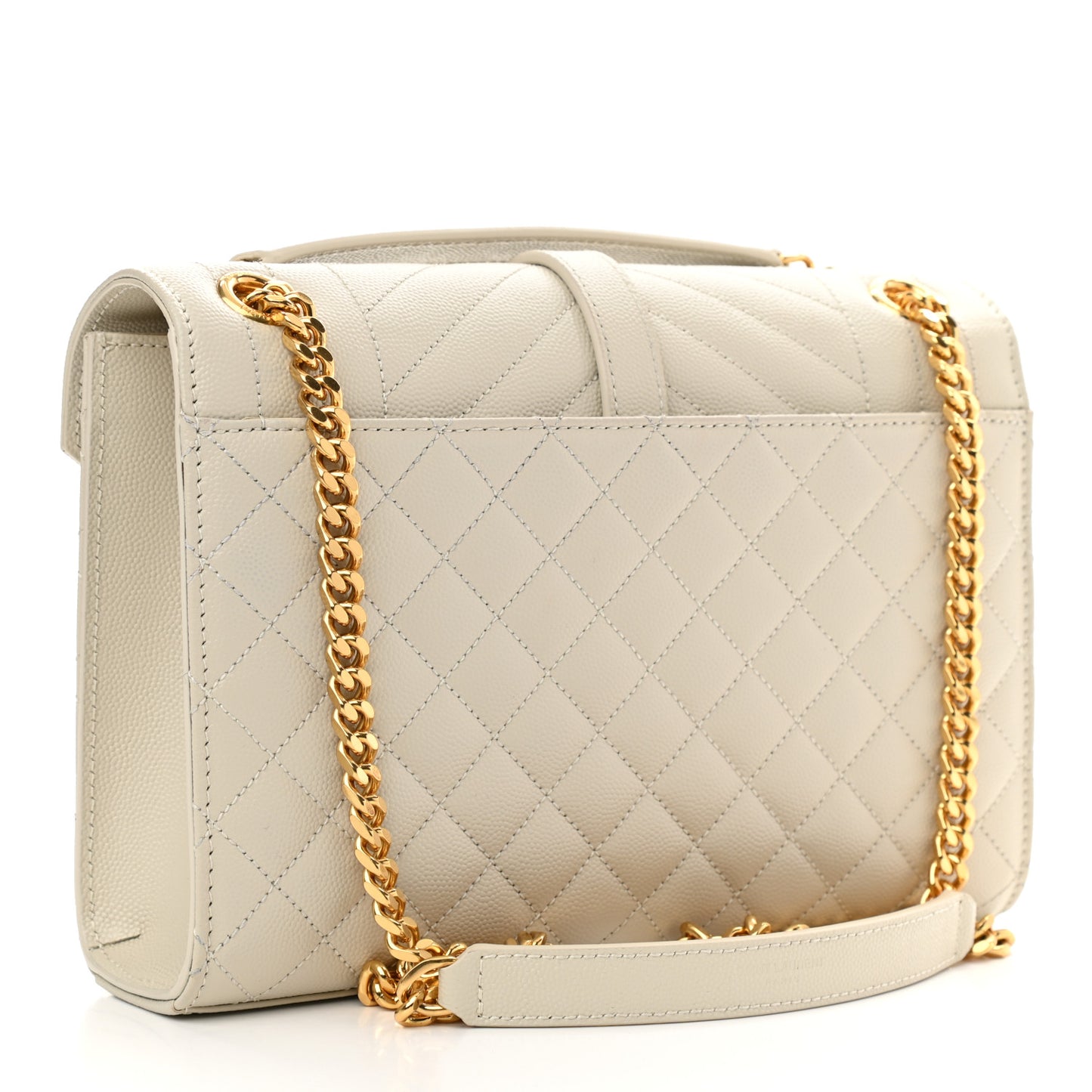 Grain De Poudre Textured Mixed Matelasse Medium Triquilt Monogram Satchel Crema Soft