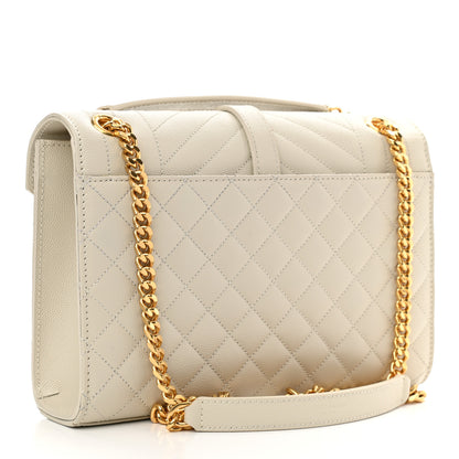 Saint Laurent Grain De Poudre Textured Mixed Matelasse Medium Triquilt Monogram Satchel Crema Soft 3 of 12