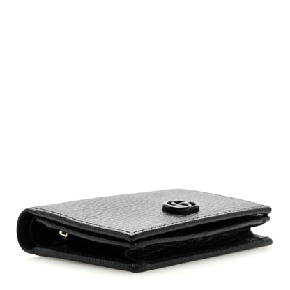 Gucci Dollar Calfskin Enamel Monochrome GG Marmont Card Case Black 4 of 7