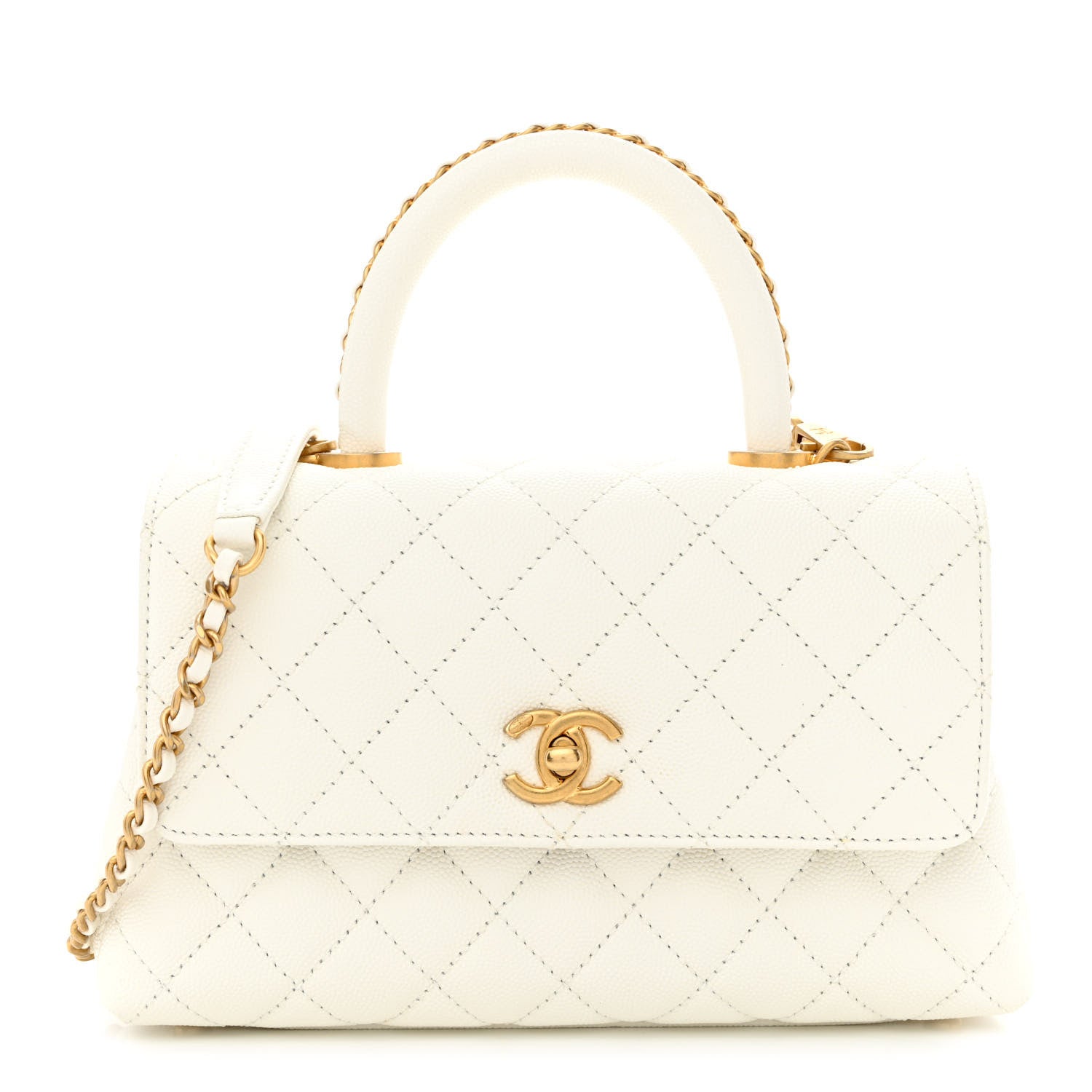 Chanel Caviar Quilted Mini Coco Chain Handle Flap White 1 of 11