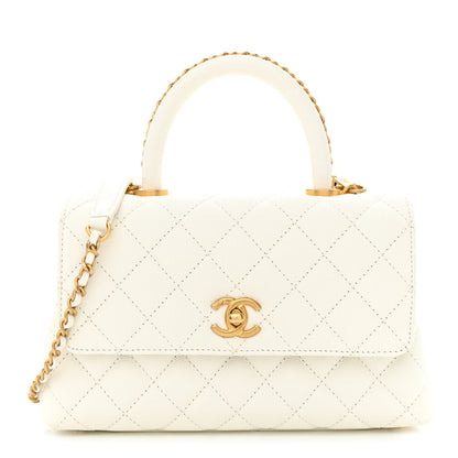 Chanel Caviar Quilted Mini Coco Chain Handle Flap White 1 of 11