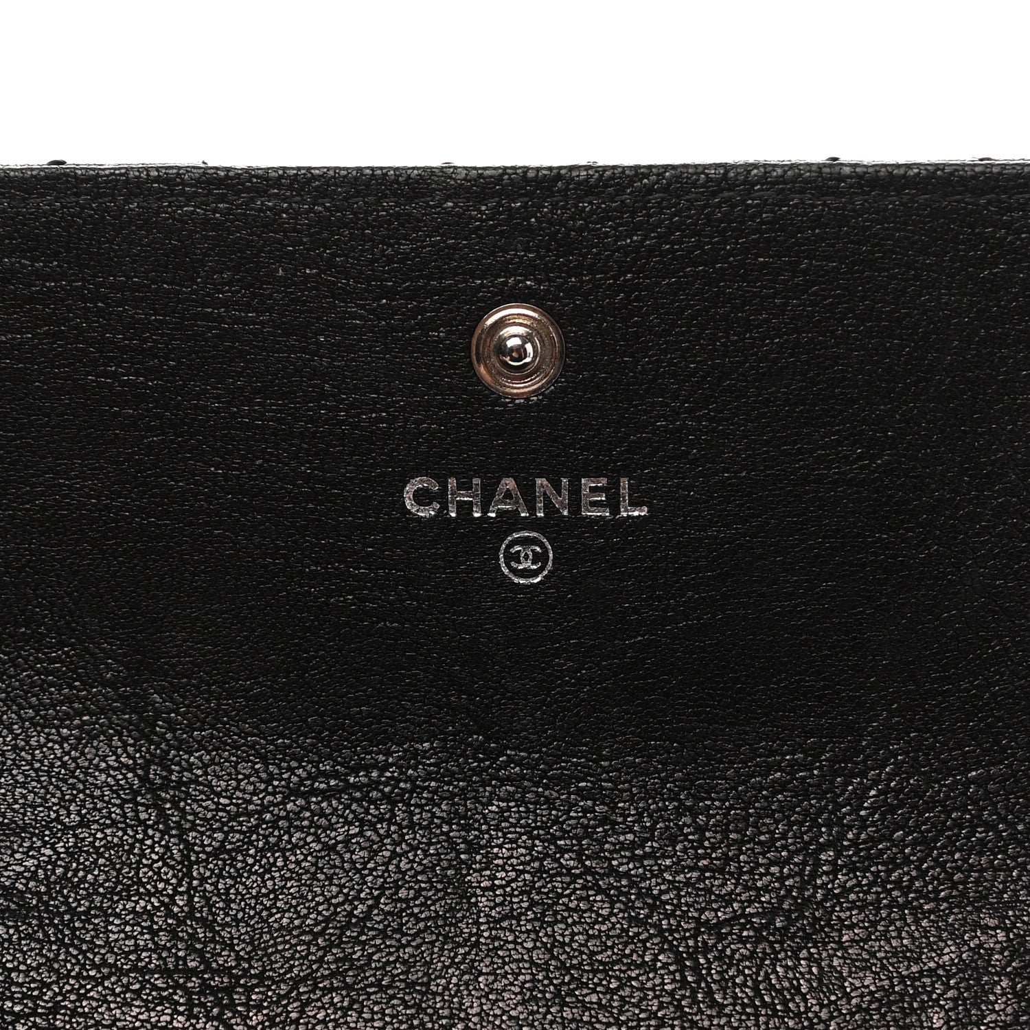 Chanel Crumpled Lambskin Studded Paris Dallas Flap Wallet Black 8 of 10
