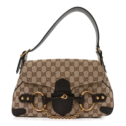 Gucci Monogram Horsebit Chain Flap Shoulder Bag Brown 1 of 9