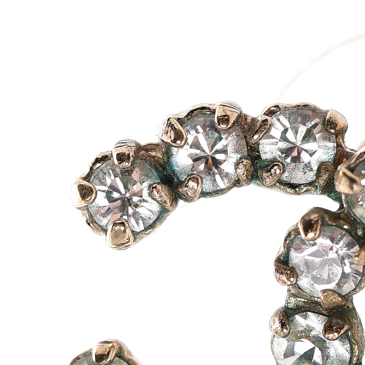 Chanel Crystal CC Earrings Gold 7 of 10