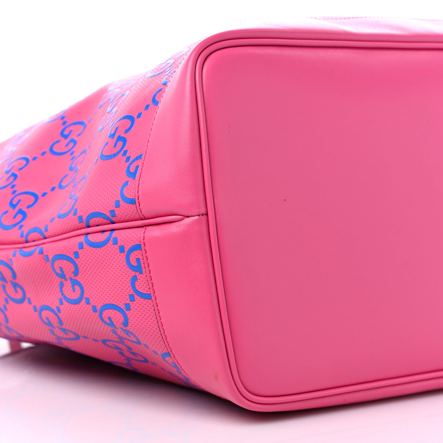 Calfskin GG Tennis Bi-Color Embossed Large Tote Modern Fucsia Modern Blue