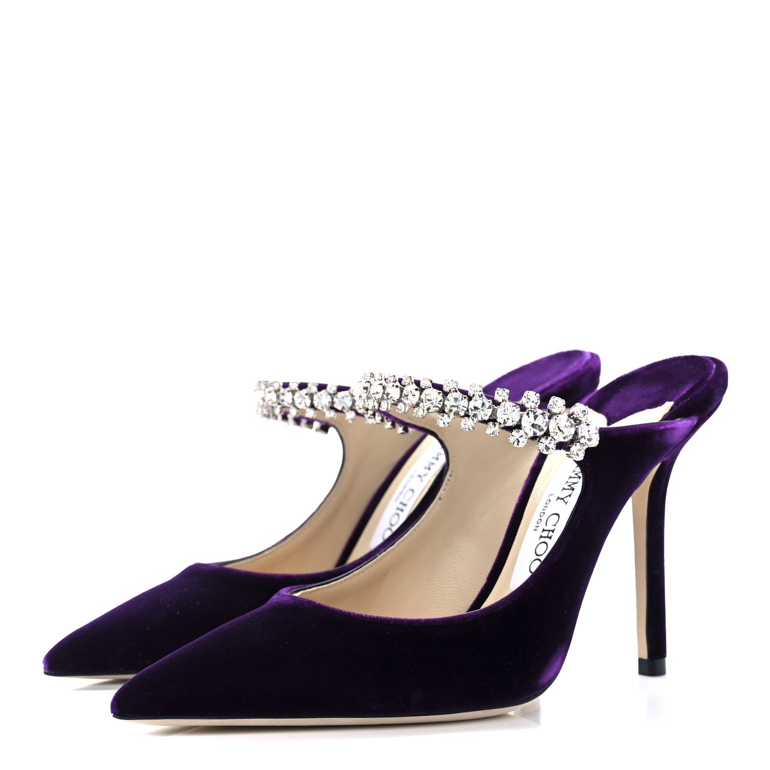 Jimmy Choo Suede Crystal Pearl Bing 100 Pumps 36 Purple 3 of 7