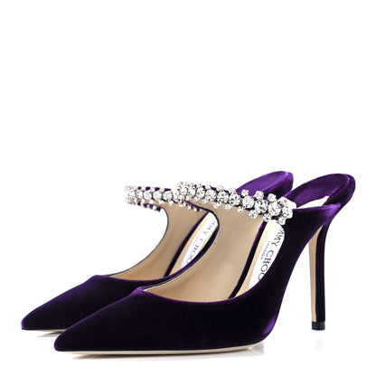 Jimmy Choo Suede Crystal Pearl Bing 100 Pumps 36 Purple 3 of 7