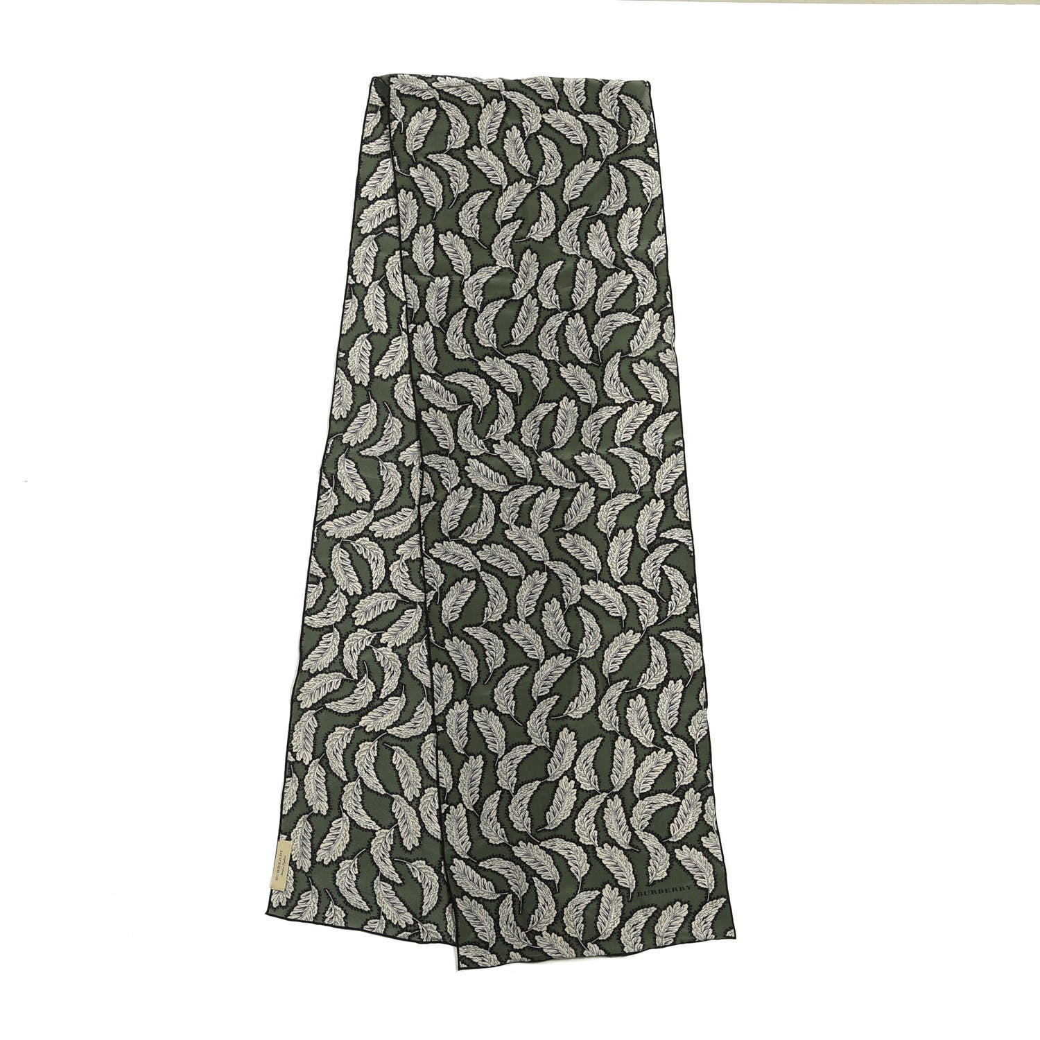 Burberry Silk Leaf Print Scarf Dusty Green 2 of 4