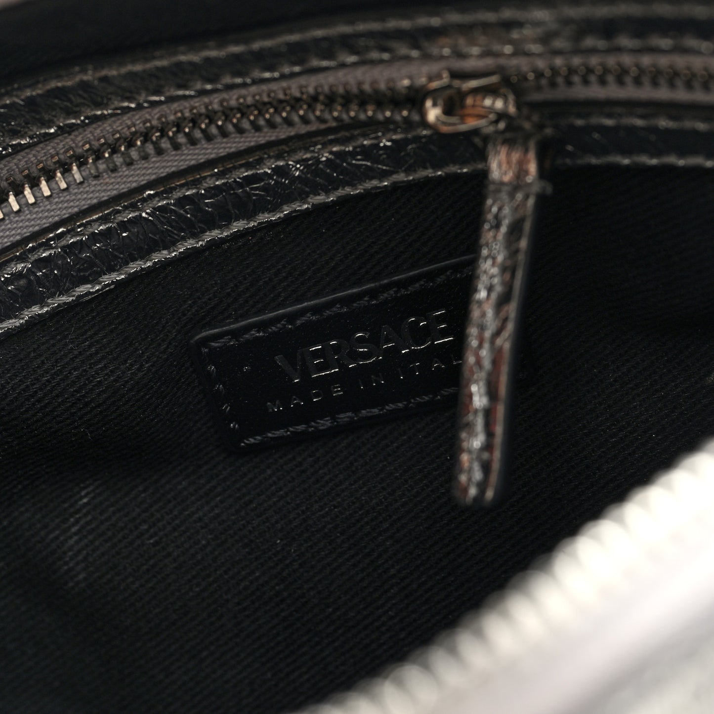 Metallic Calfskin Small Repeat Zip Hobo Silver