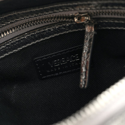 Versace Metallic Calfskin Small Repeat Zip Hobo Silver 6 of 9