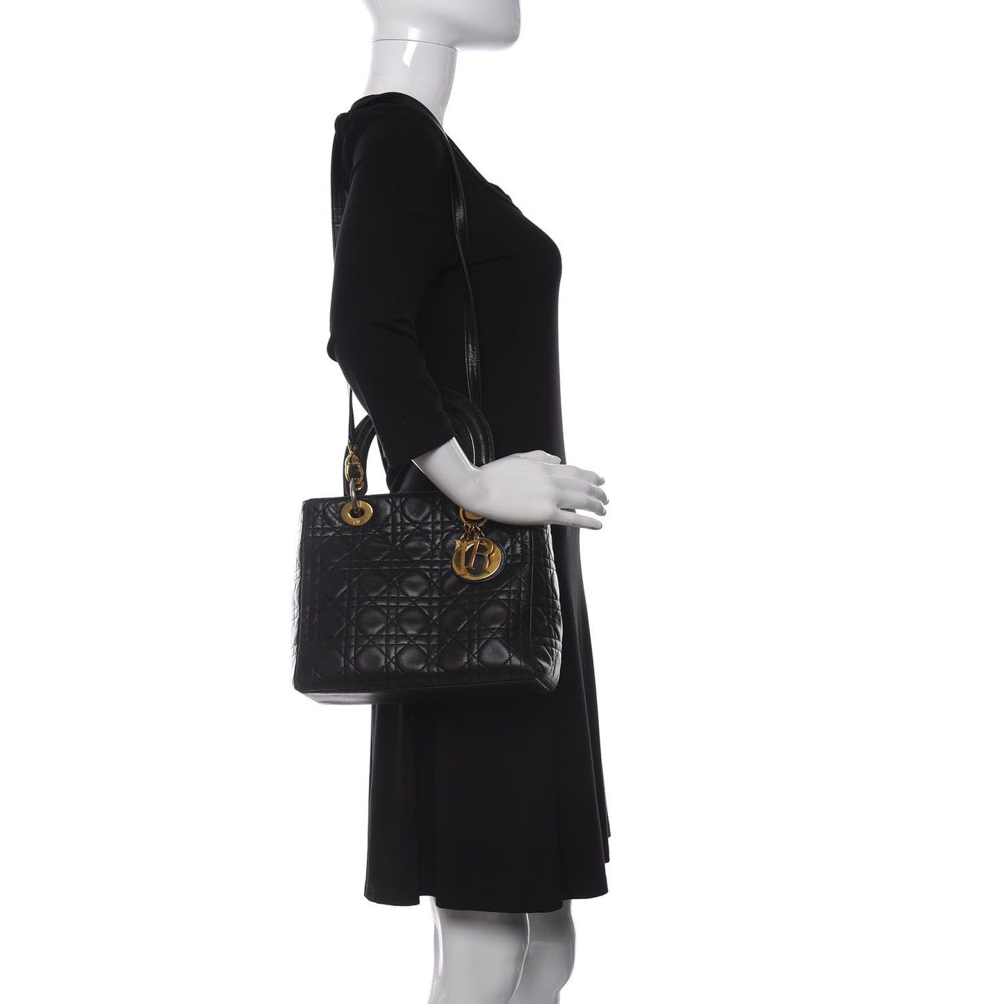 Lambskin Cannage Medium Lady Dior Black