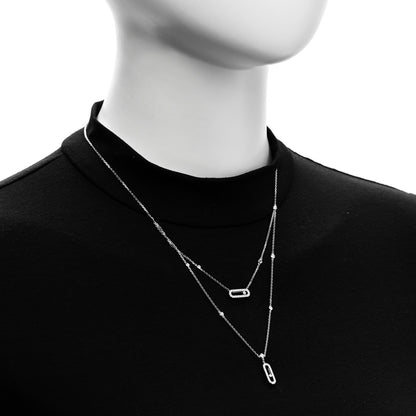 Messika 18K White Gold Diamond 2 Row Move Uno Pave Necklace 2 of 5