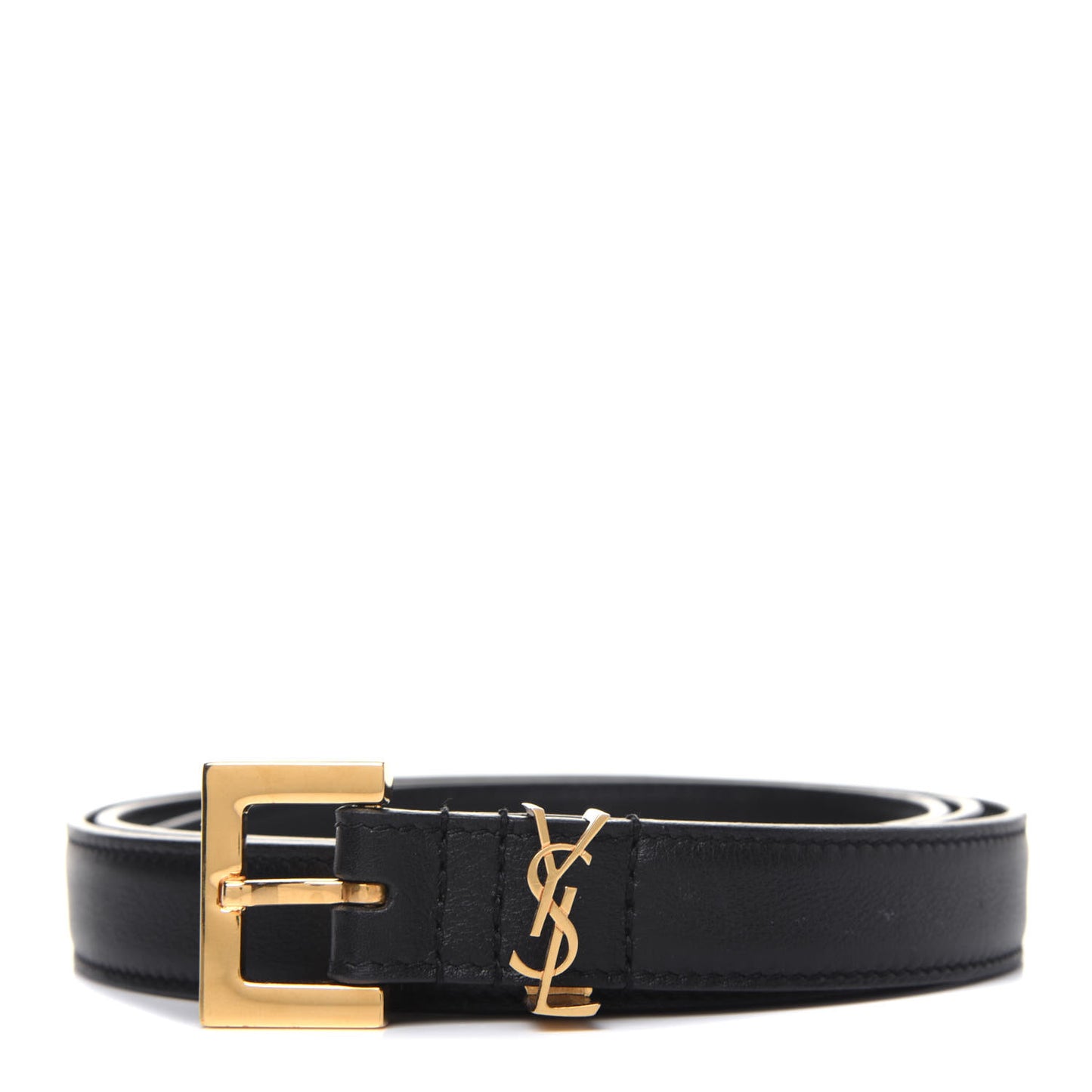 Smooth Calfskin Monogram Square Buckle Belt 95 38 Black
