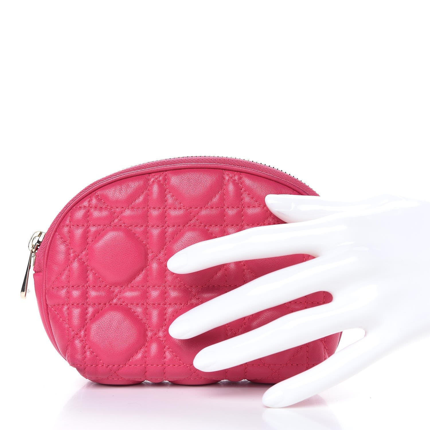 Christian Dior Lambskin Cannage Cosmetic Case Fuchsia 2 of 7