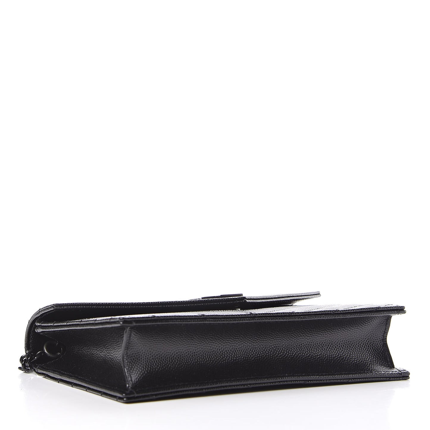 Grain De Poudre Matelasse Chevron Monogram Envelope Chain Wallet Black