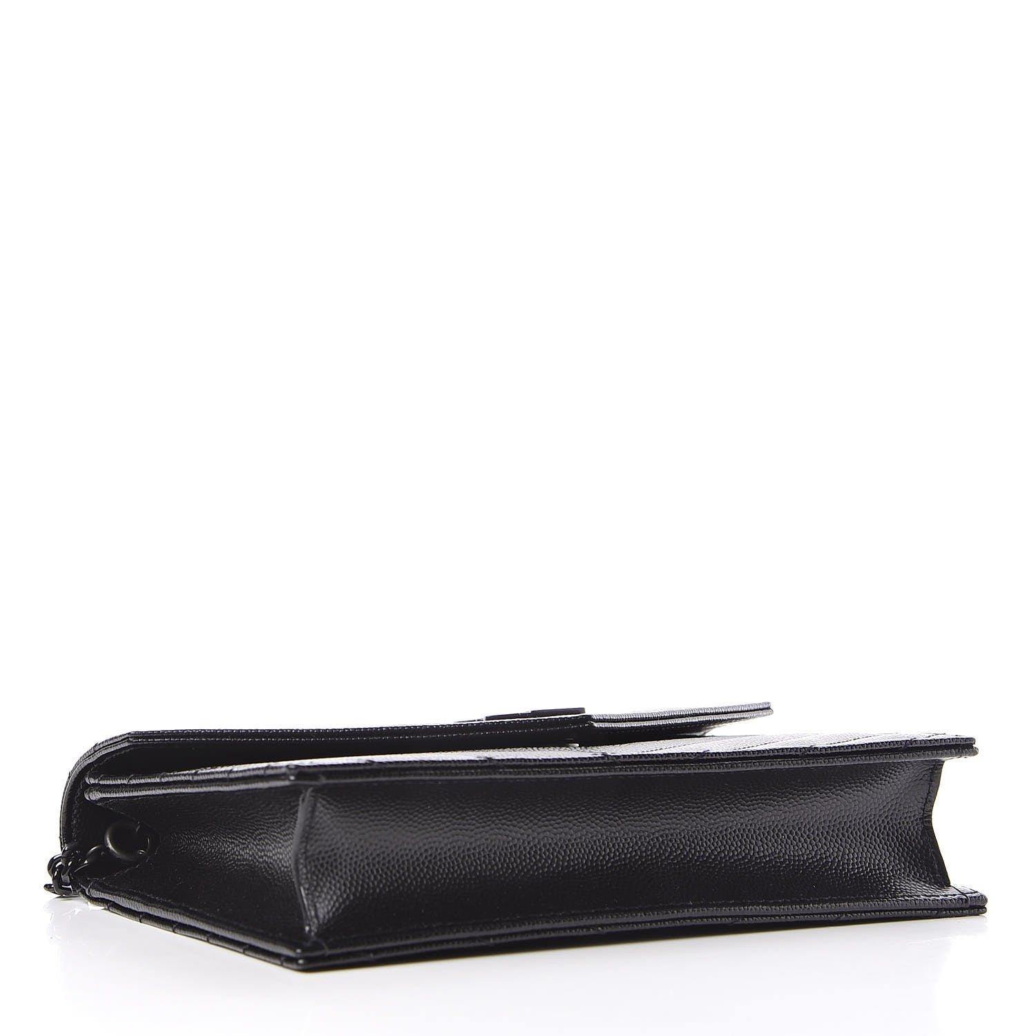 Saint Laurent Grain De Poudre Matelasse Chevron Monogram Envelope Chain Wallet Black 4 of 11