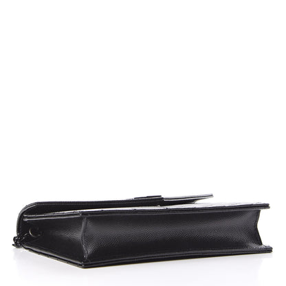 Saint Laurent Grain De Poudre Matelasse Chevron Monogram Envelope Chain Wallet Black 4 of 11