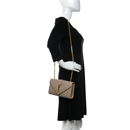 Saint Laurent Grain De Poudre Textured Mixed Matelasse Triquilt Small Monogram Satchel Dark Beige 2 of 11