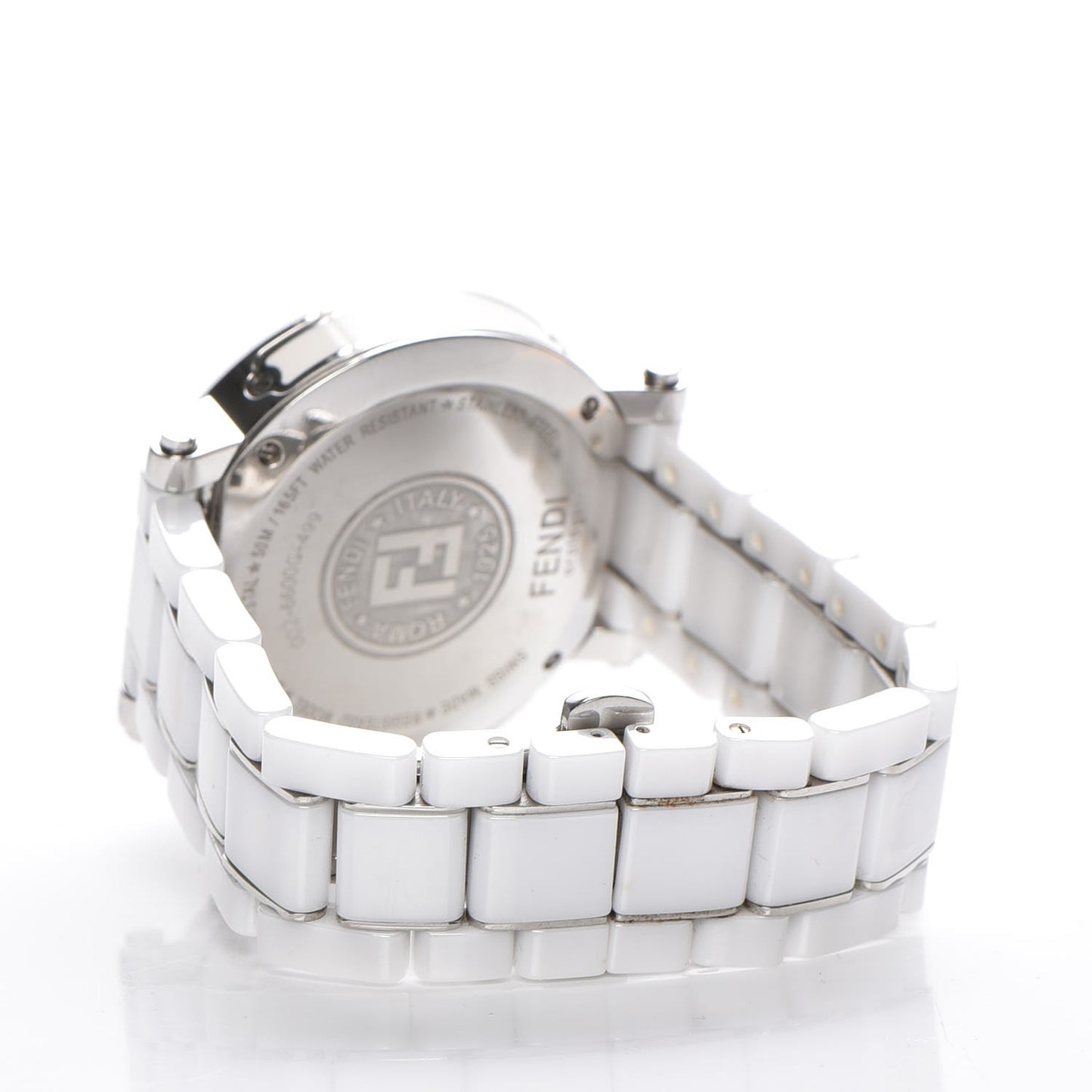 Stainless Steel Ceramic 38mm Chronograph Quartz Watch White