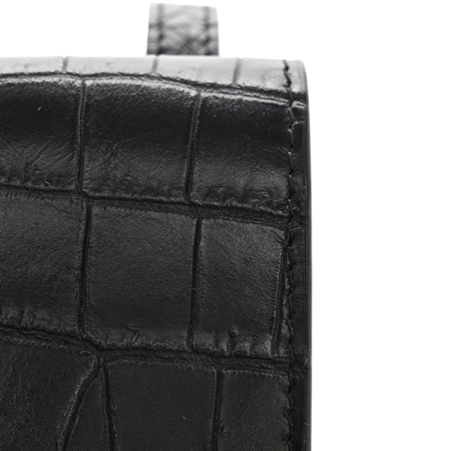 Calfskin Crocodile Embossed Phone Holder Crossbody Black