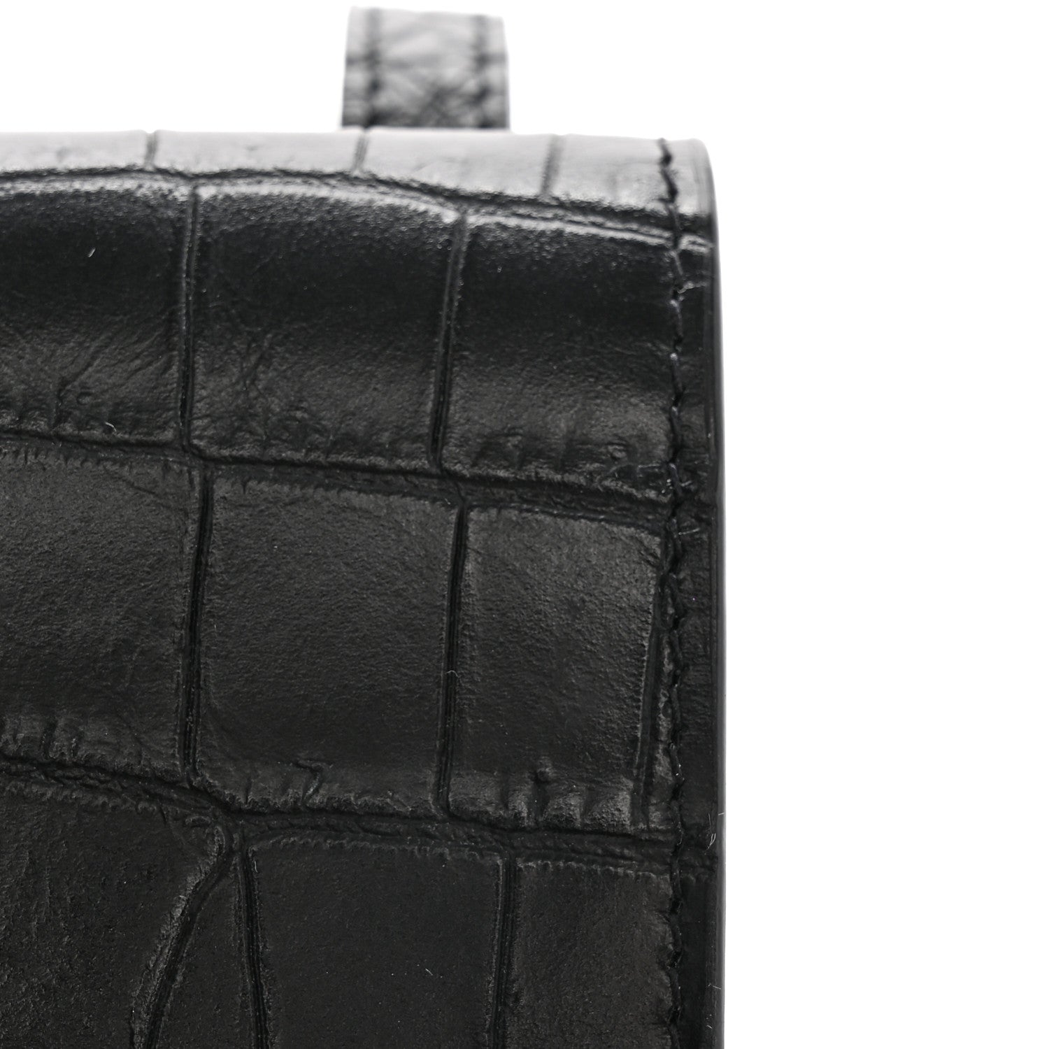 Saint Laurent Calfskin Crocodile Embossed Phone Holder Crossbody Black 10 of 13