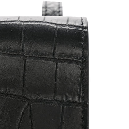 Saint Laurent Calfskin Crocodile Embossed Phone Holder Crossbody Black 10 of 13