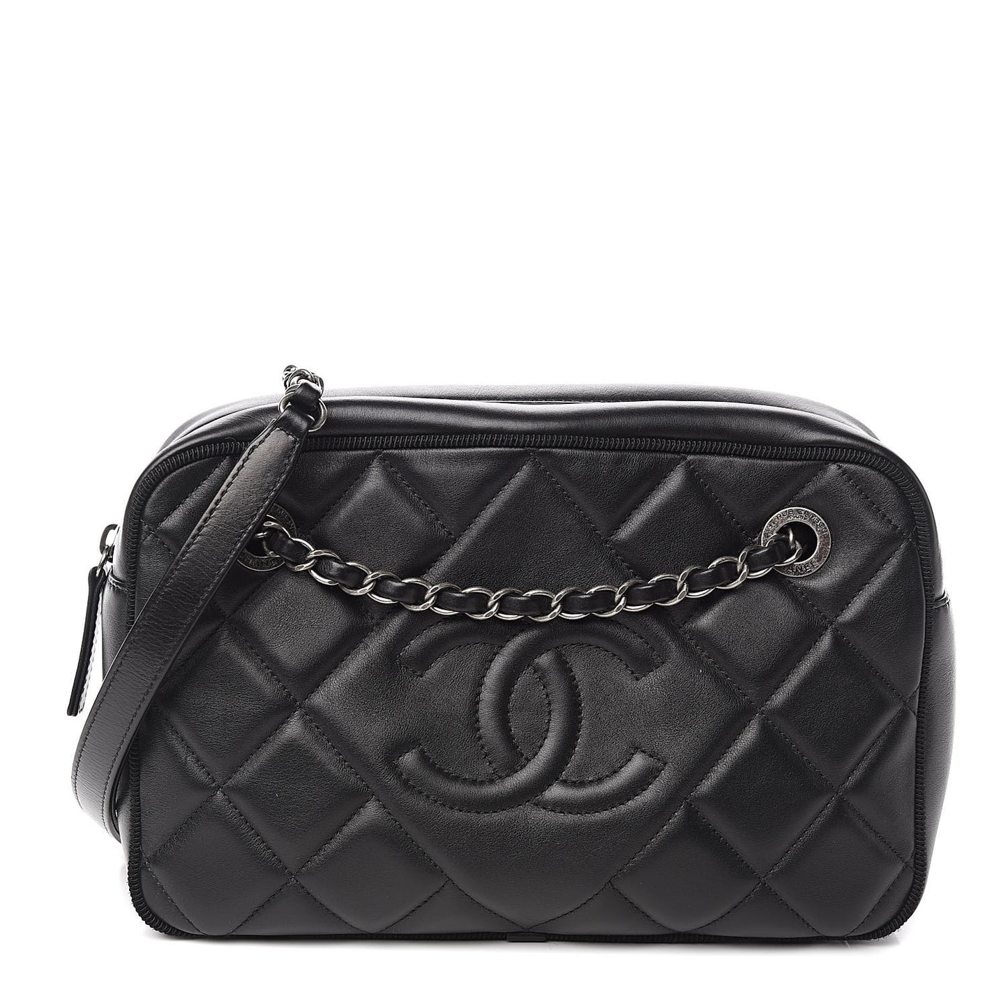 Calfskin Quilted Small Ballerine Camera Case Black