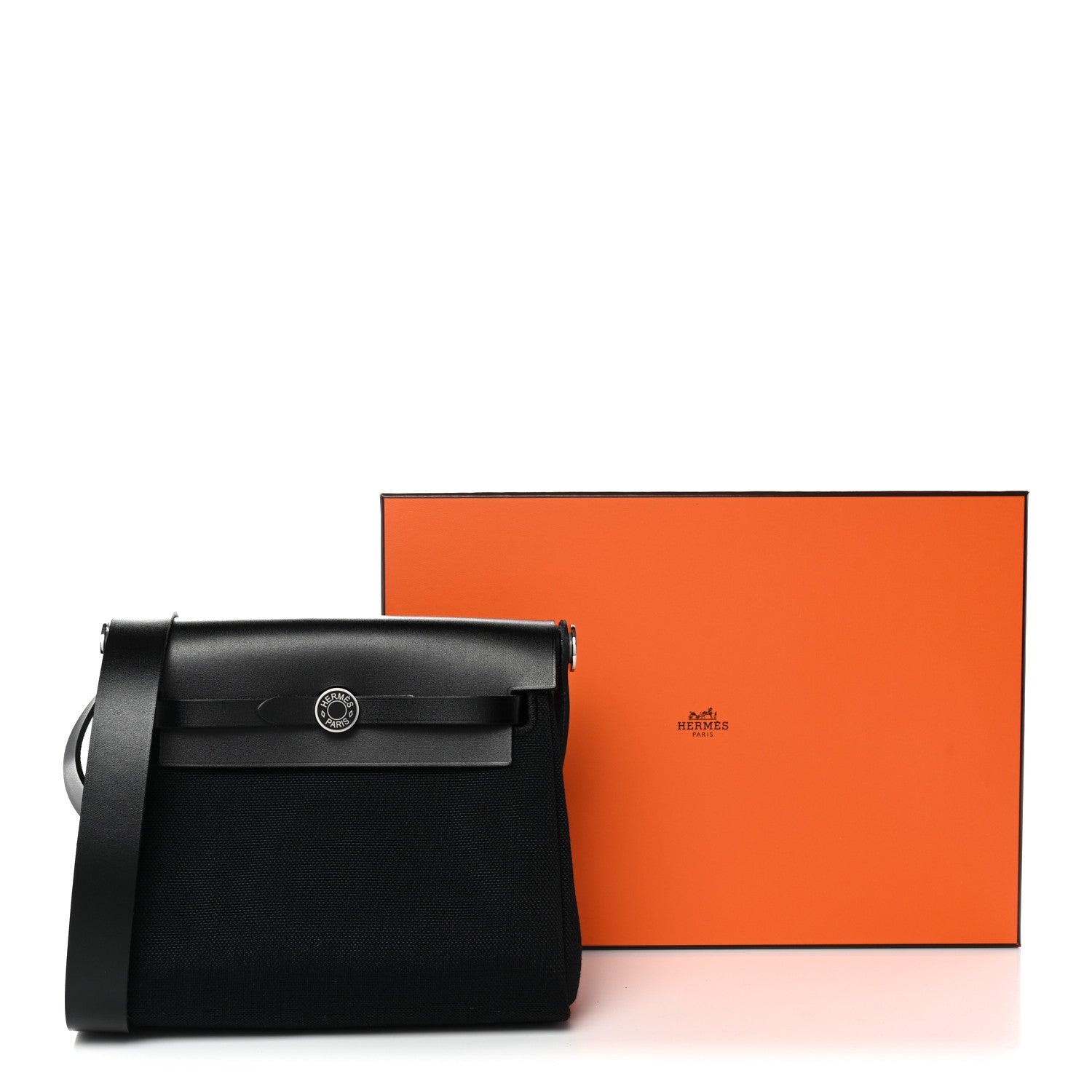 Hermes Military Toile Vache Hunter Laque Herbag Zip Retourne 20 Black 10 of 10