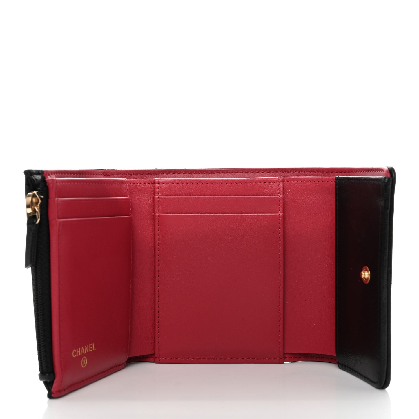 Lambskin Quilted Chanel 19 Small Flap Wallet Black
